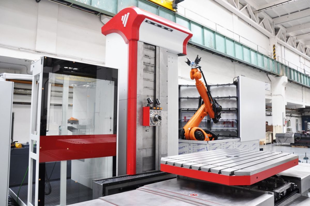 Aléseuse CNC Fermat avec table à mouvements croisés type WFC10 . Avec robot de chargement d'outils